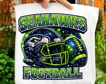 Seahawks Football PNG | Retro Neon Helmet Graphic (Digital Download)
