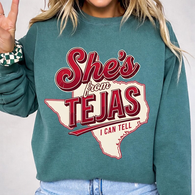 She's From Tejas sublimation PNG — 300 DPI transparent background, instant digital download