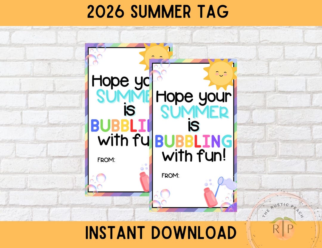 Summer Bubble Gift Tag: End of School Year (PDF) - Etsy