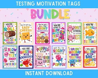Pacchetto di etichette motivazionali stampabili per i test, etichette di incoraggiamento per gli studenti, snack per il giorno del test, regalo per insegnanti e classe, download immediato in PDF
