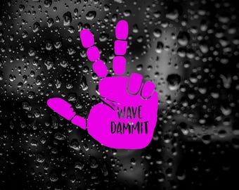Set of 2 Hand Wave Peace Wave Decal for Side Mirrors I 4x4 Decals I Wave decal - Hand Wave decal, Two-Finger Wave, Windshield Decals