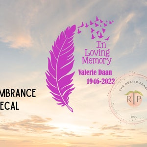 In Memory Car Decal, Memorial Car Decal, In Loving Memory Car Decal, Memorial Gift, Memorial Decals for Cars, Memory Car Decal, feather
