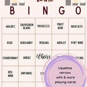 Maar eerst wijnbingo | Wijnfeestspellen | Wijnproeverij | Wijnspellen | Wijnthemafeest | Wijnmakerijspellen | Bingokaarten | Afdrukbare games