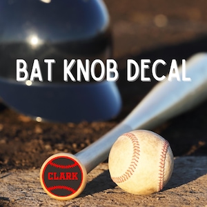 1 3/8&quot; dia. Bat Knob Decal Sticker with Name for Baseball/Softball/ TBall