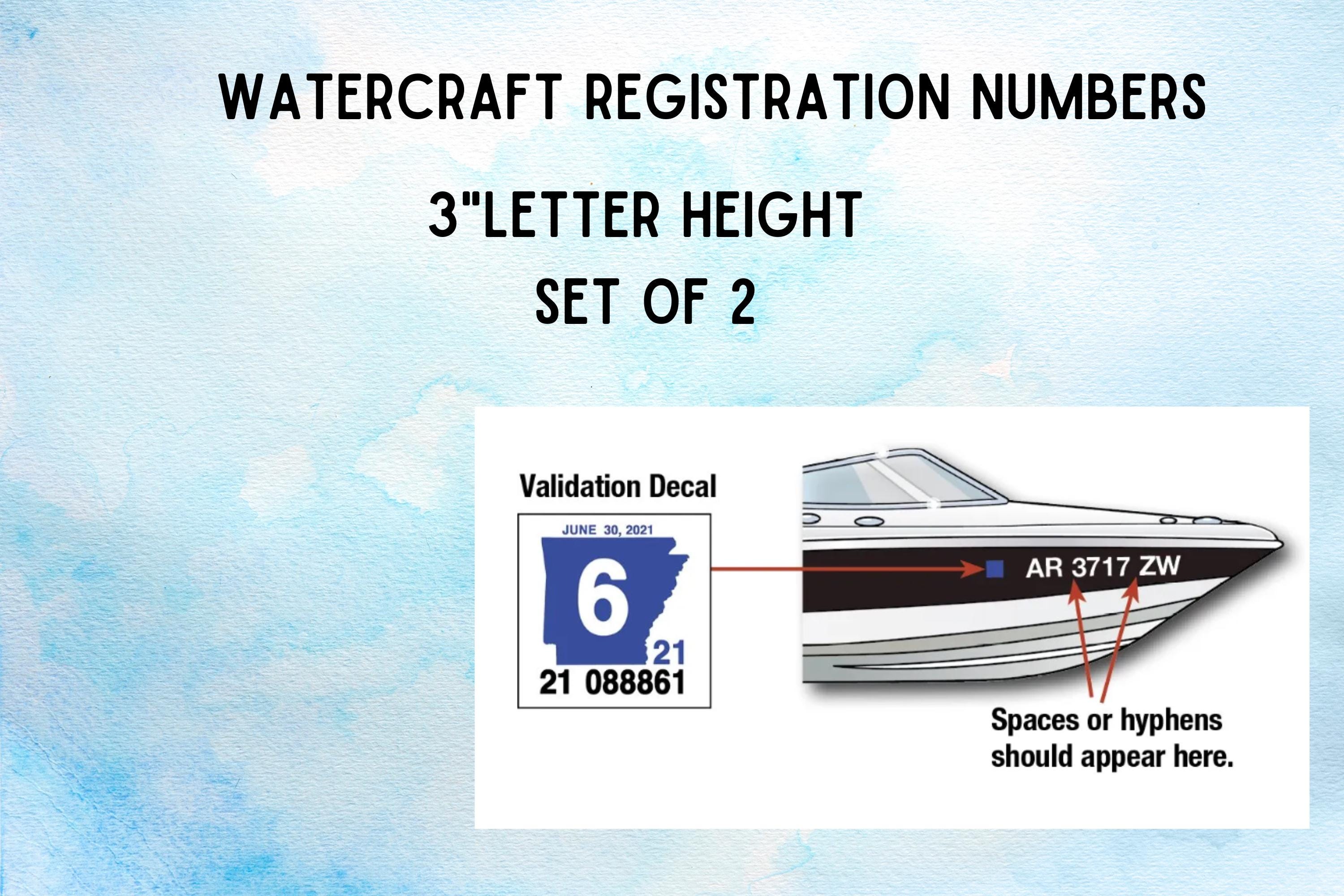 Juego De 2 Calcomanías Personalizadas Para Número De Registro De Barco - Altura 3 Pulgadas, Personalizables