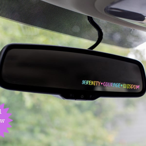 Pegatina para espejo de Serenidad, Coraje y Sabiduría: Calcomanía para auto con afirmaciones positivas
