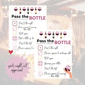 Pass the Bottle Wine Exchange Game: Girls Night Out, vrijgezellenfeest (afdrukbaar)