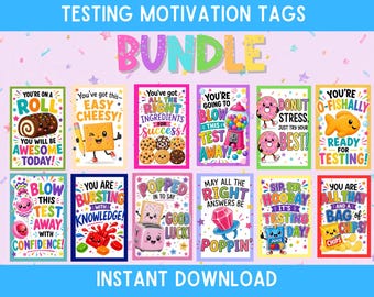 Paquete de etiquetas motivacionales para exámenes, imprimibles, para animar a los estudiantes, ideales para refrigerios en el día del examen, regalo para el aula o para el profesor, descarga instantánea en PDF.