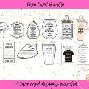Care Instructions Bundle, Print and Cut instructions, Sublimation Care, Vinyl Care, T shirt wash instructions, wash instructions bundle