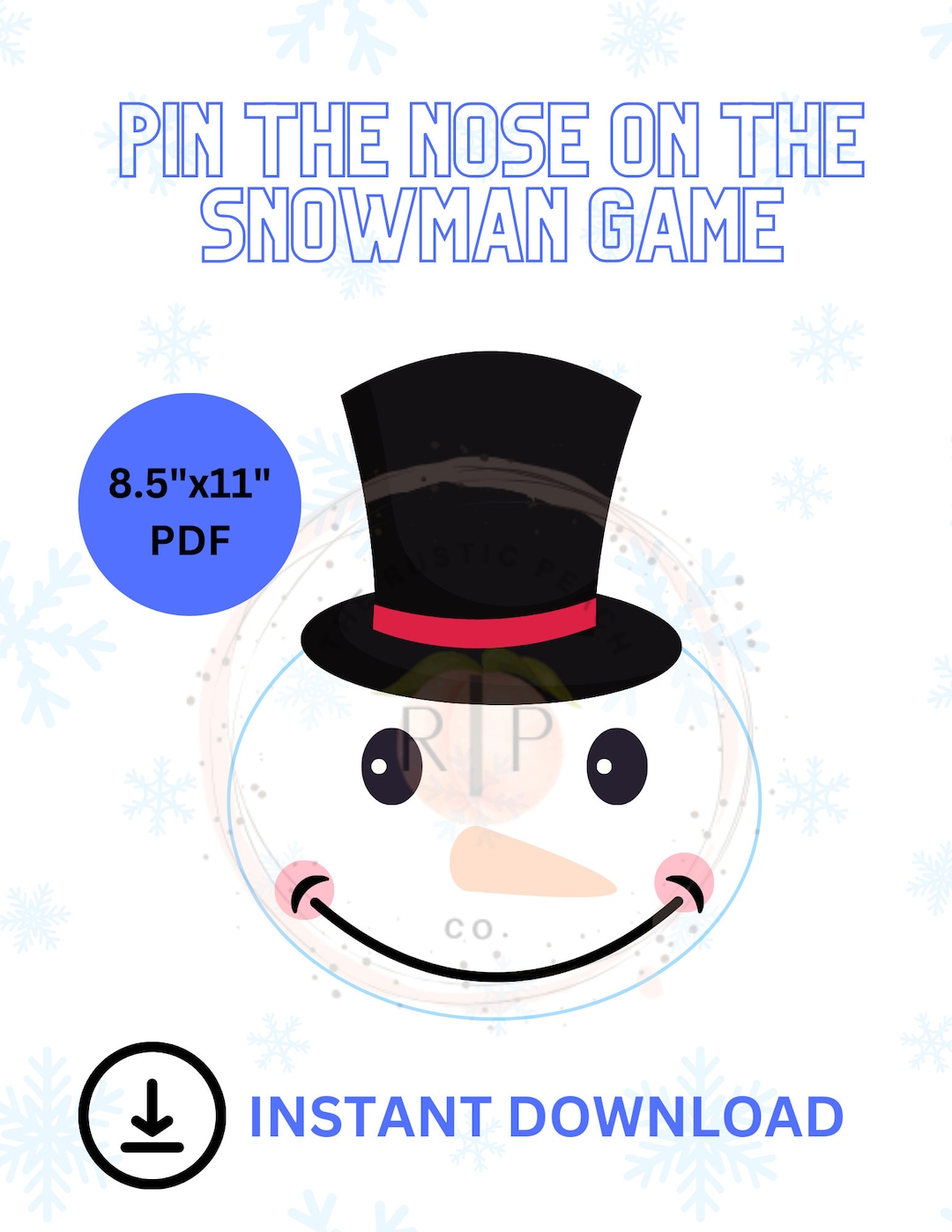 Pin the Nose on the Snowman Party Game DOWNLOADS Kid's