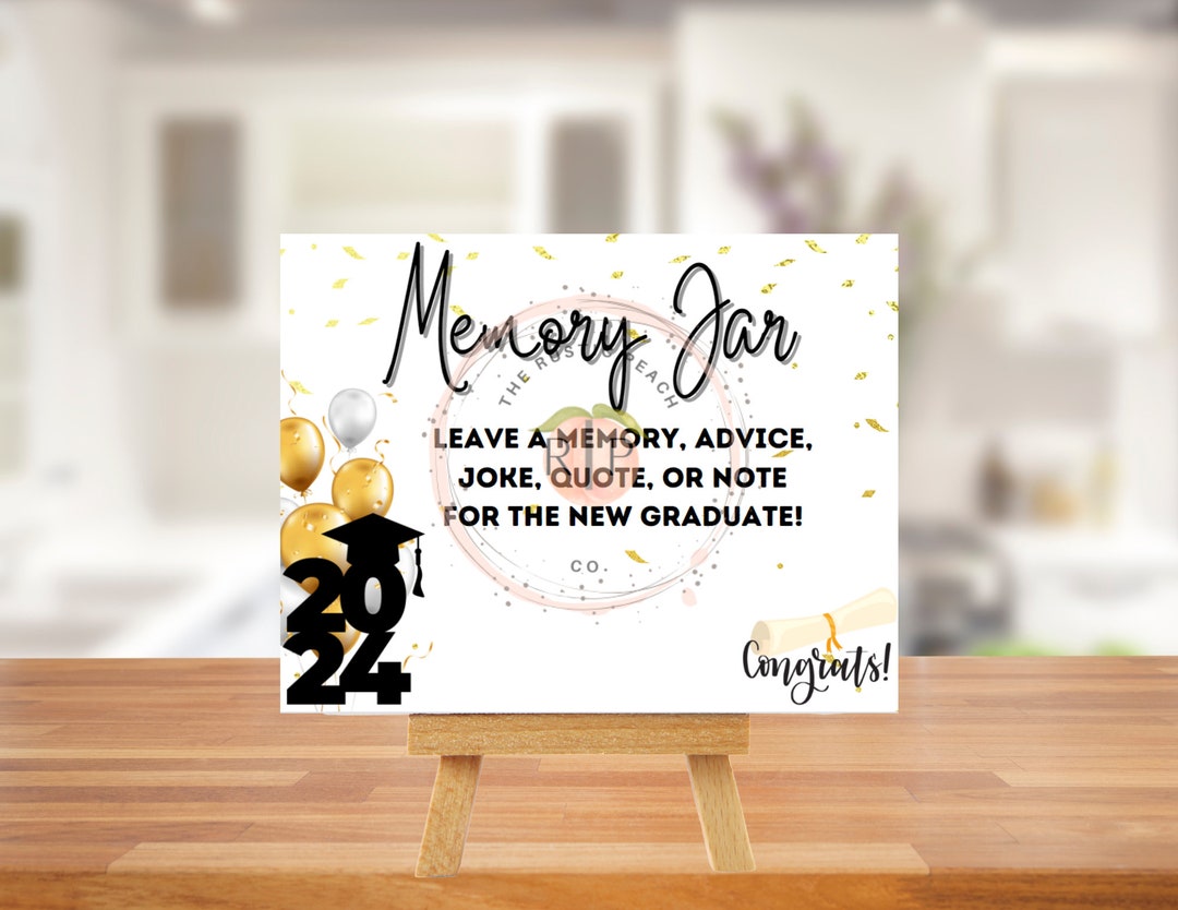 Graduation Memory Jar Sign and Note Card / DIY Memory Jar Sign ...