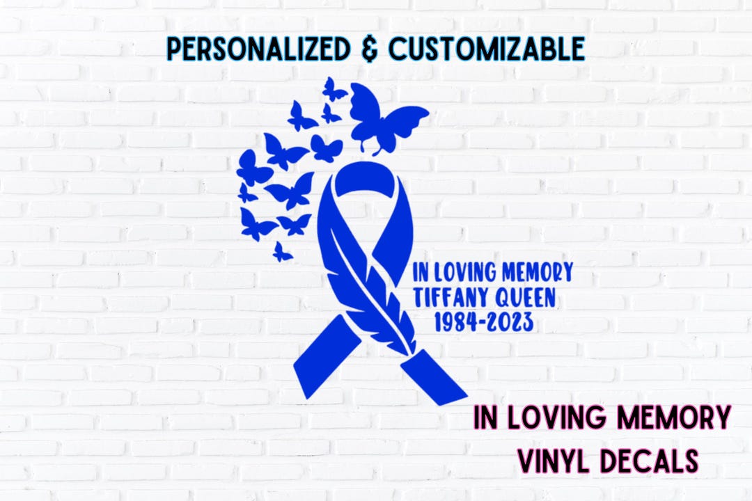 Memorial Ribbon Sticker Personalized Memorial Ribbon Decal: in Loving Memory Car Window Sticker ...