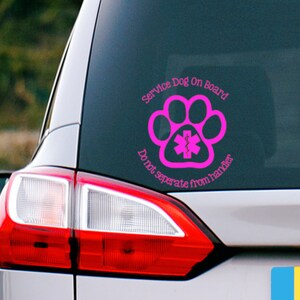 Service Dog On Board Car Decal: Medical Alert Vinyl Sticker