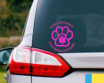 Calcomanía de perro de servicio a bordo: vinilo de alerta médica