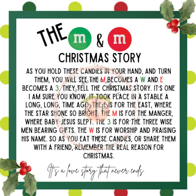 Christmas Story M&M Nativity Legend INSTANT DOWNLOAD Gift Etsy UK