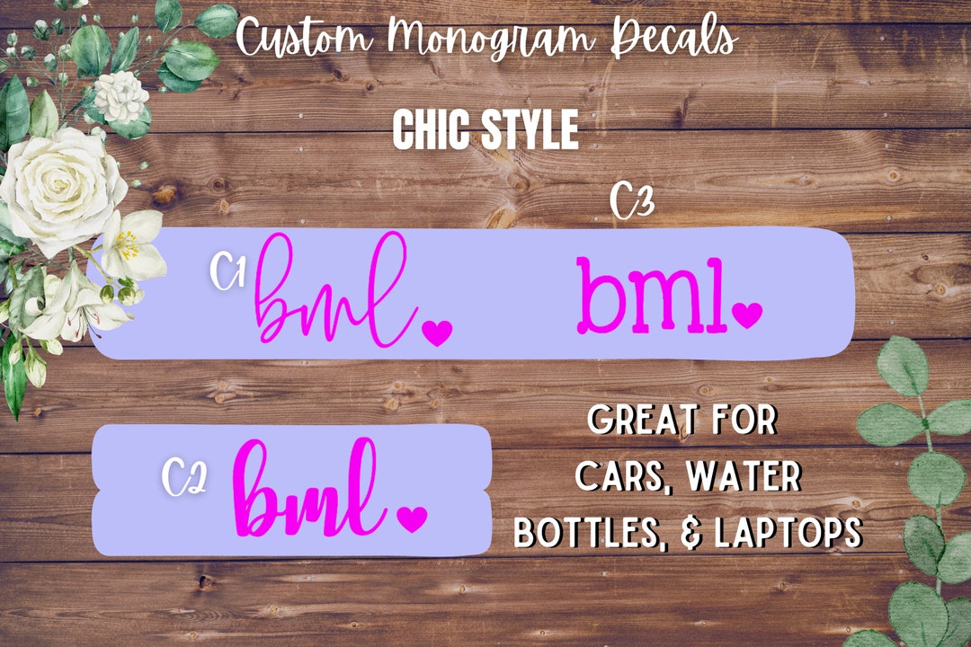 Monogram Car Decal, Vinyl Monogram, Car Monogram, Laptop Monogram ...