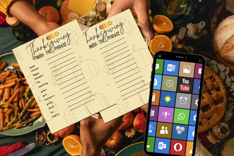 Thanksgiving Finish the Phrase Game, Fun Easy Friendsgiving Mind Match
