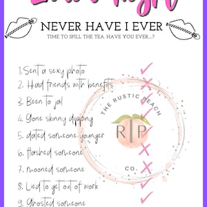 Ladies Night Never Have I Ever Game, Ladies Night, Ladies Night Games, Ladies Night Out, Girls Night Out, Girls Night Games, Ever or Never