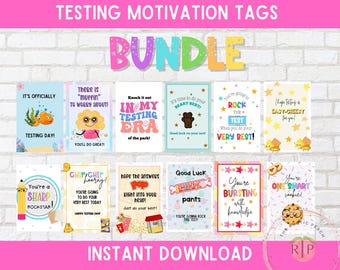 Motivational Testing Treat Tags Bundle Printable Student Encouragement Tags Testing Day Snacks Teacher Classroom Gift Instant Download PDF
