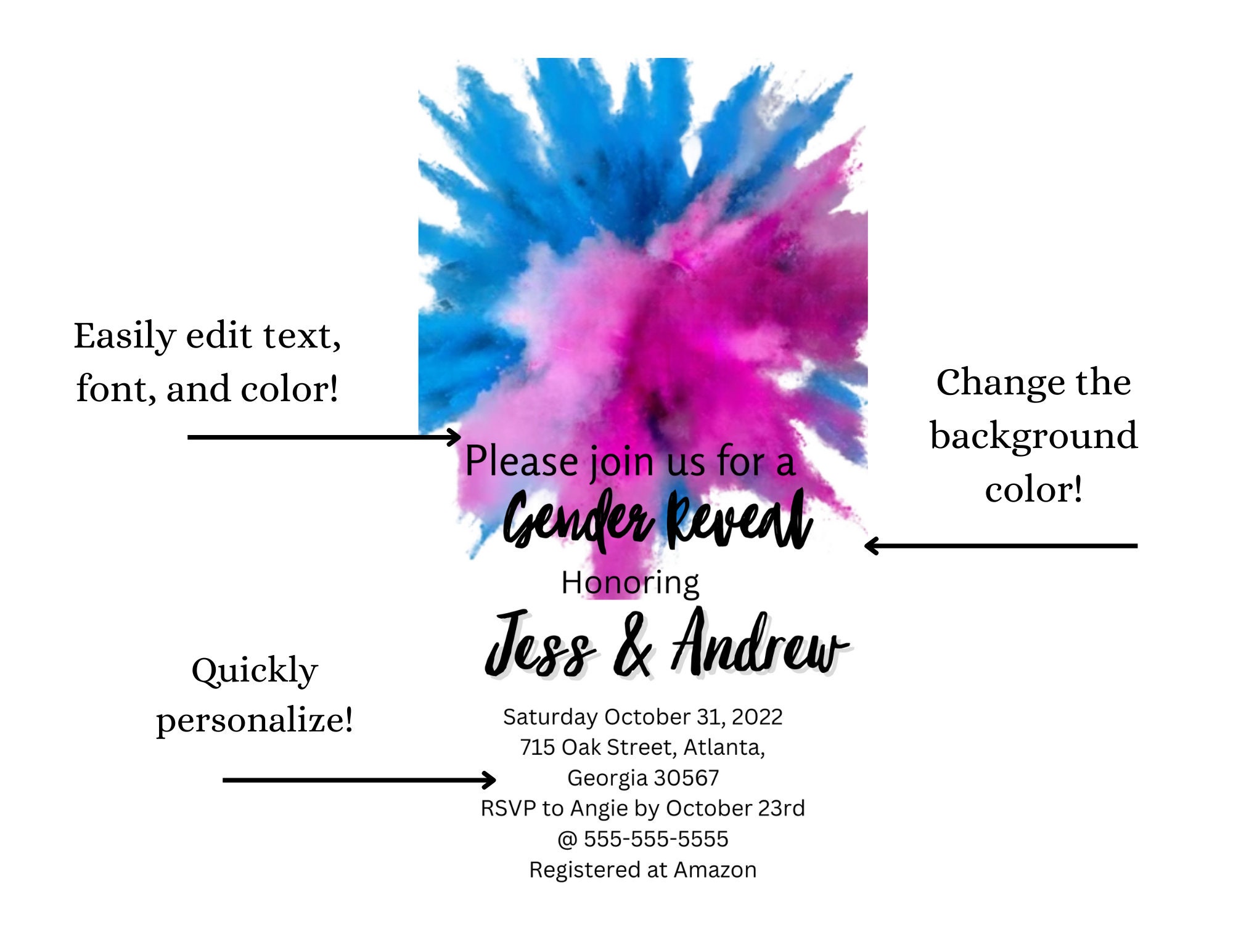 Gender Reveal Invitation Digital Gender Reveal Evite Gender Etsy