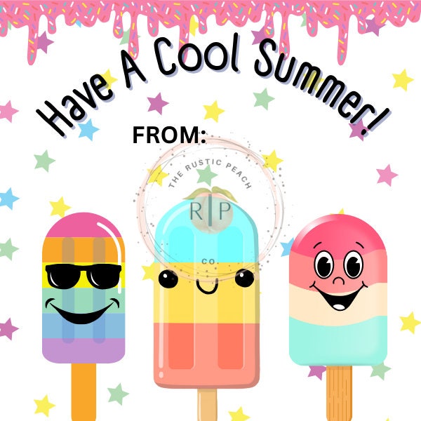 Have a Cool Summer Tags, Summer Favor School Gift Tags, Personalized Cool Summer Tag, End of School Year Party, Last Day Summer Tag