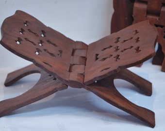 Handmade Wooden Quran Stand,  Premium Quality Gift, Teak Wood