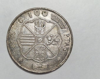 Silver coin 100 pesetas Spain 1966 (E-67)