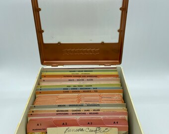 1958 Cook Index Recipe Box With Hinged Lid And Recipe Window~Includes Original Vintage Recipe Cards