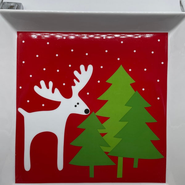 Crate & Barrel Reindeer Christmas Large Square Platter