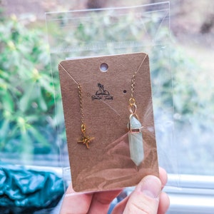 North Star celestial short gold Chain bookmark with charm and white tassel OR a crystal image 10