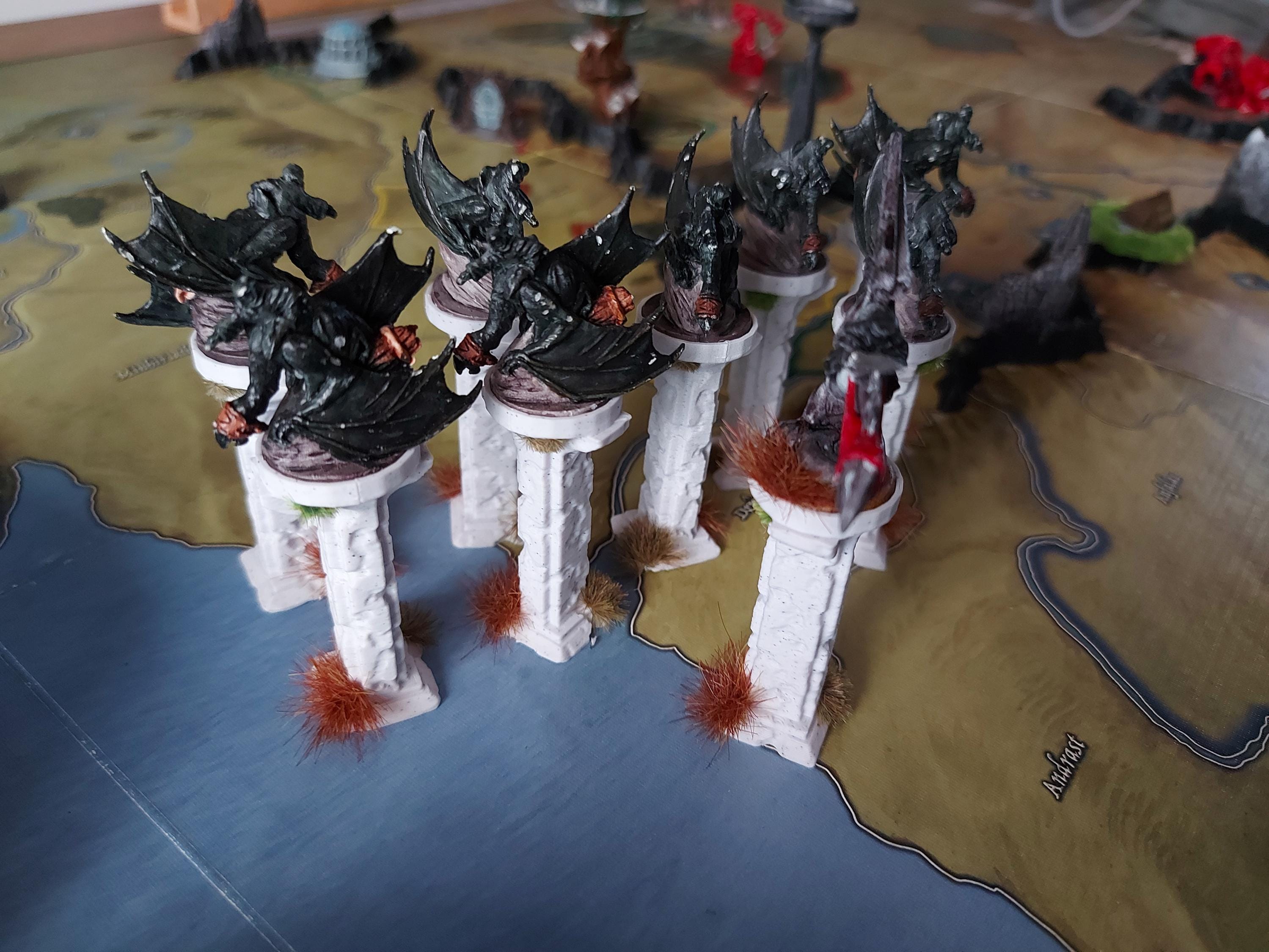 White Marble Nazgûl Stands for War of the Ring Board Game - Set of 10