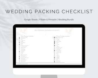 Checklista för bröllopspackning: Ifyllbara Google Sheets, utskrivbara