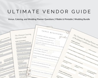 Wedding Vendor Questions Guide | Event Vendor Questions Guide | Wedding Vendor Bundle | Fillable & Printable | Wedding Planning Guide