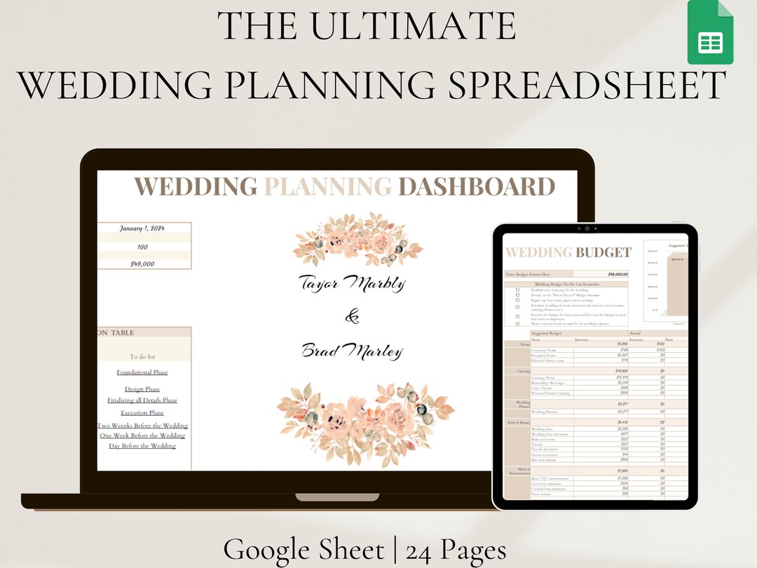 Digital Wedding Planner Wedding Planning Spreadsheet Wedding Planning Google Sheets Wedding