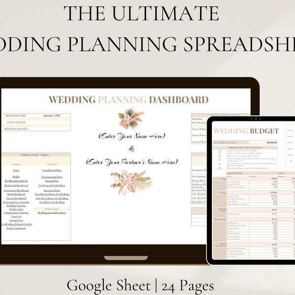 Boho Digital Wedding Planner | Boho Wedding Planning Spreadsheet | Wedding Planning Google Sheets | Wedding Planner Digital