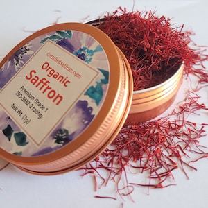 Organic Super Negin Saffron Threads, Ultra Pure, Hand Picked , and Lab Tested ISO-3632-2 Grade A++ for Colour, Aroma and Taste, 2 x 1g Tins