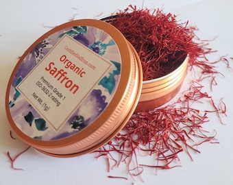 Organic Super Negin Saffron Threads, Ultra Pure, Hand Picked , and Lab Tested ISO-3632-2 Grade A++ for Colour, Aroma and Taste, 2 x 1g Tins
