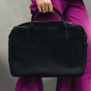 SAC POUR ORDINATEUR PORTABLE VÉGAN | Porte-documents unisexe | Sacoche minimaliste pour ordinateur portable | Sac en cuir biosourcé | Porte-documents fonctionnel au design intemporel en maïs végétalien