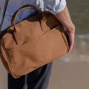 PORTE-documents pour ordinateur portable | Sac en cuir biosourcé | Porte-documents minimaliste | Sac messager végétalien | Porte-documents unisexe pour ordinateur portable professionnel végétalien de style européen