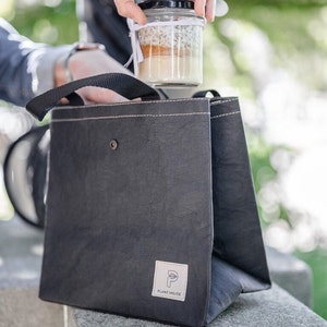 BORSA PER ALIMENTI DUREVOLE / Borsa di carta riciclata / Borsa per il pranzo vegana / Borsa per alimenti sostenibile / Bellissima borsa di carta lavabile vegana isolata fatta a mano
