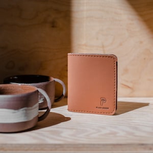 COGNAC VEGAN WALLET | Cool Minimal Wallet | Compact Vegan Wallet | Cruelty-Free Wallet | Stunning Handcrafted Bio-Based Leather Wallet