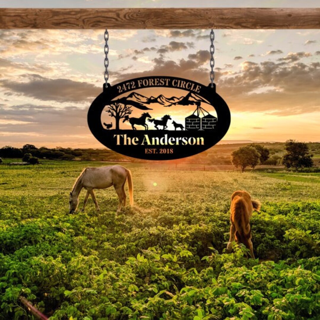 Custom Metal Farmhouse Sign, Personalized Farm Metal Wall Art