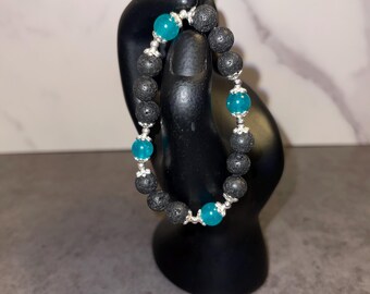 Chalcedony and Lava Stone bracelet