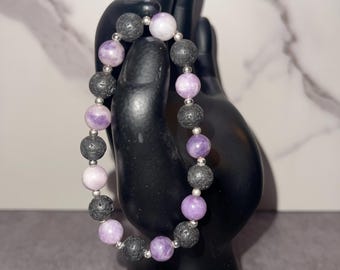 Purple Mica and Lava Stone bracelet
