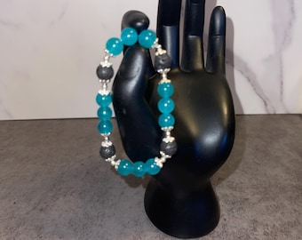 Chalcedony and Lava Stone bracelet