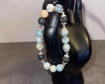 Amazonite and Lava Stone bracelet