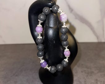 Amethyst and Lava Stone bracelet