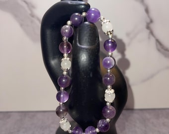 Amethyst and white chalcedony bracelet