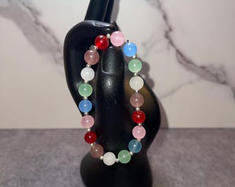 Chalcedony and Strawberry Quartz bracelet