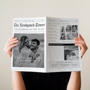 Wedding Newspaper Template: Editable Tabloid Program (Instant Download)